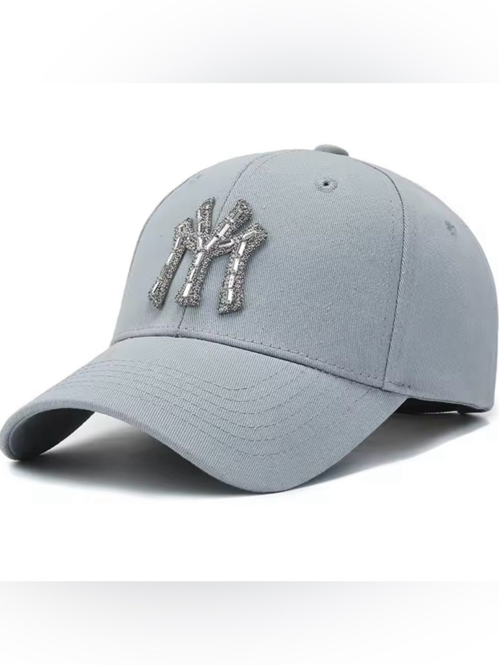 NY Embellished Light Gray Baseball Cap